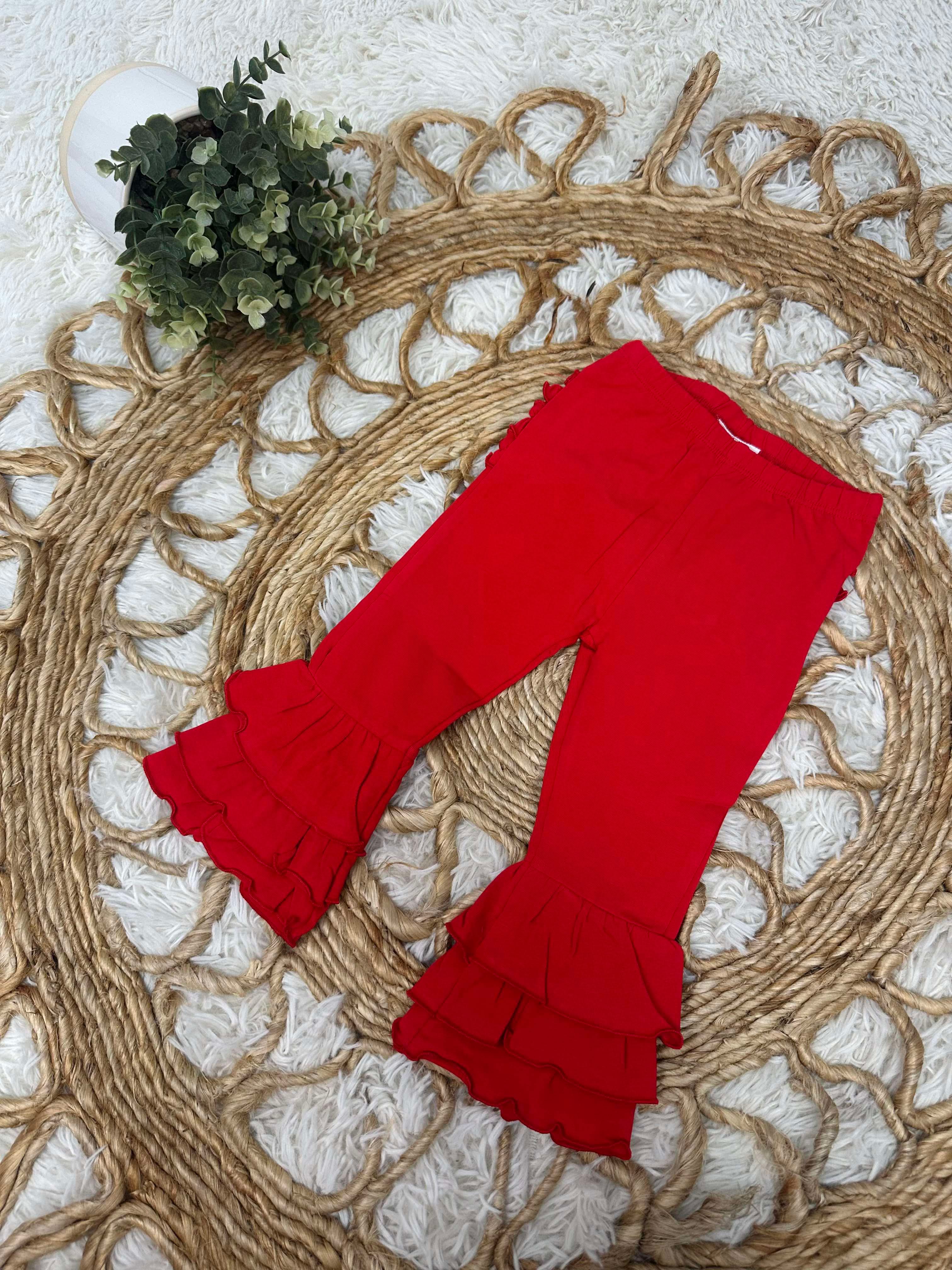 Girl’s Red Ruffle Bottom Pants