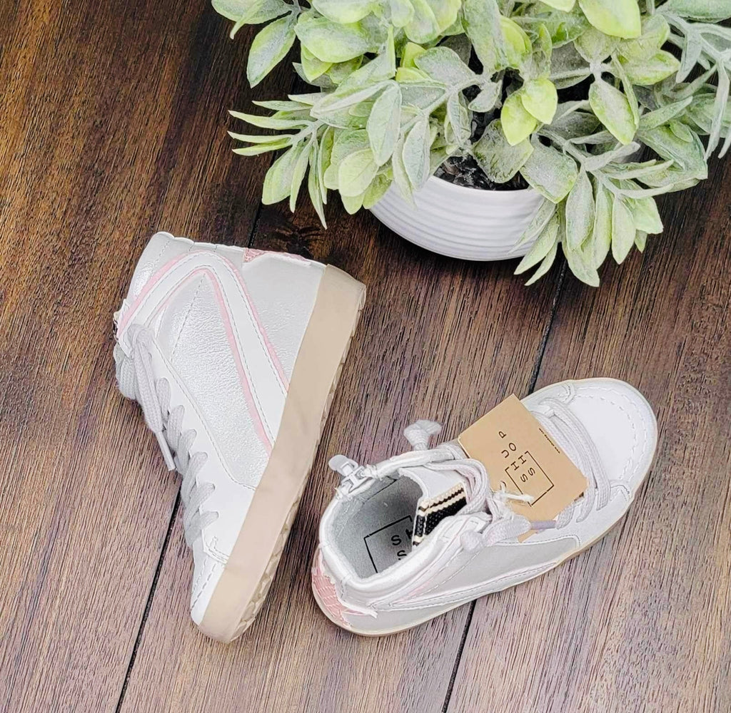 Toddler Metallic white Sneaker - Mini Mee Boutique