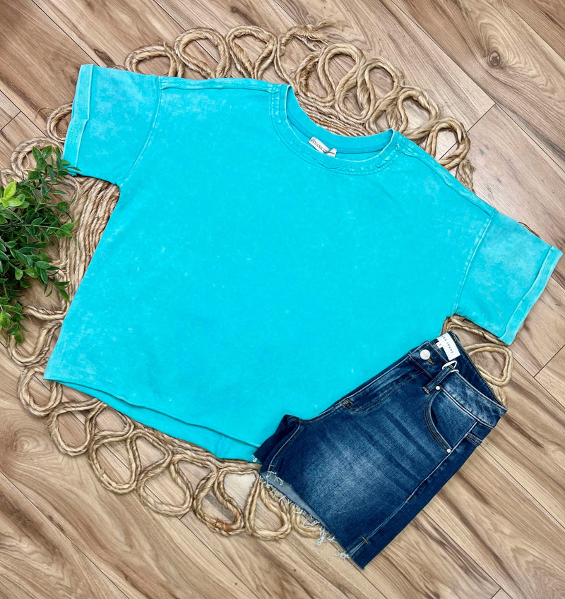 Turquoise Acid Wash Tee Shirt