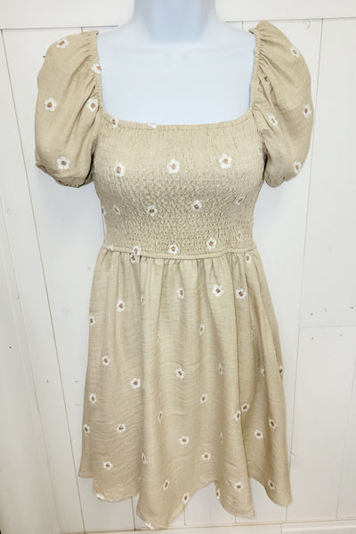 Tween Beige Daisy Dress - Mini Mee Boutique