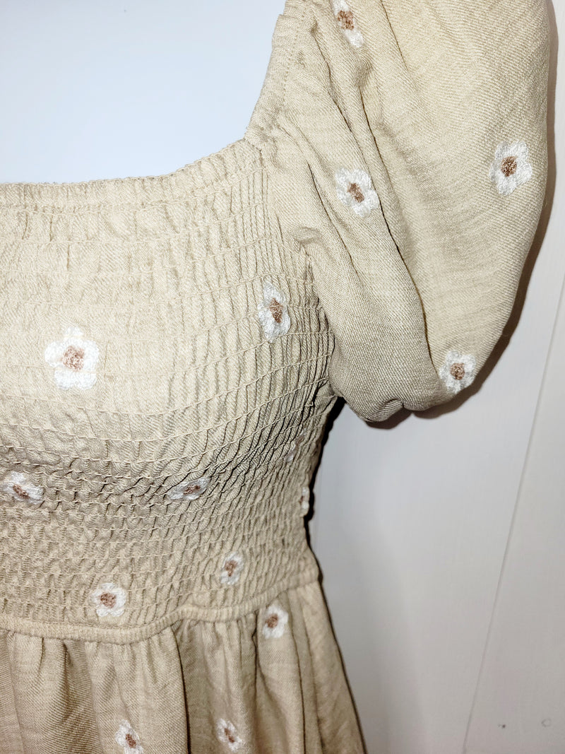 Tween Beige Daisy Dress - Mini Mee Boutique