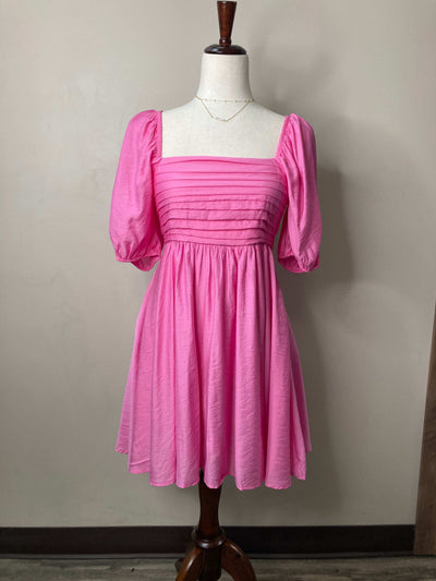 Tween Blu Pepper pink puff sleeve mini dress - Mini Mee Boutique