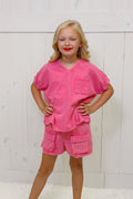 Tween Hot Pink Short Outfit Set Girls