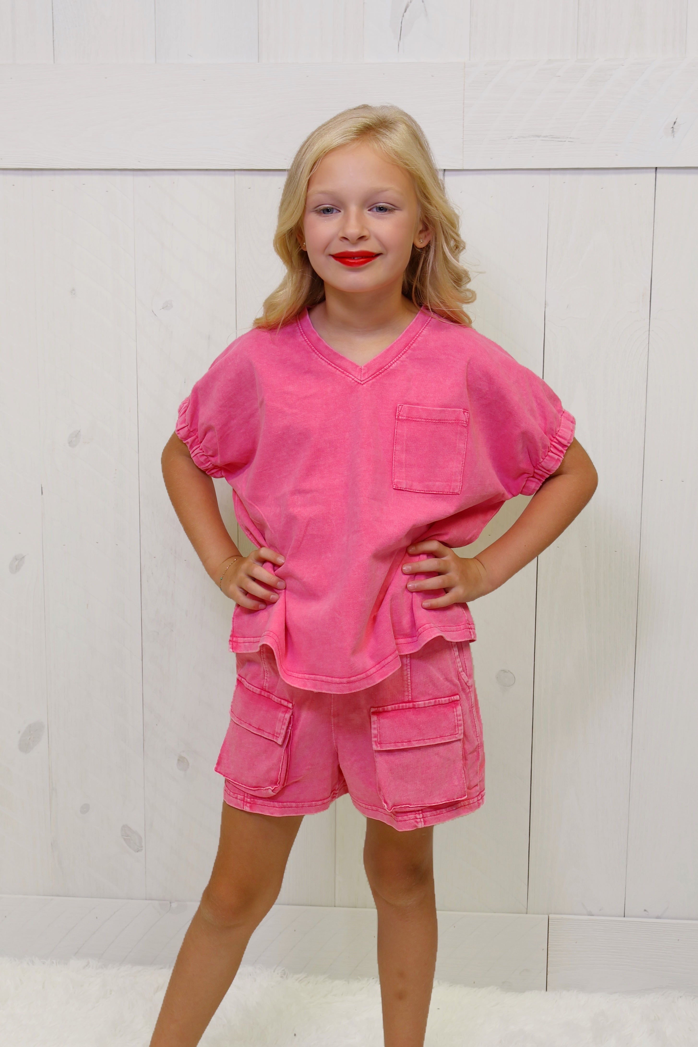 Tween Hot Pink Short Outfit Set Girls