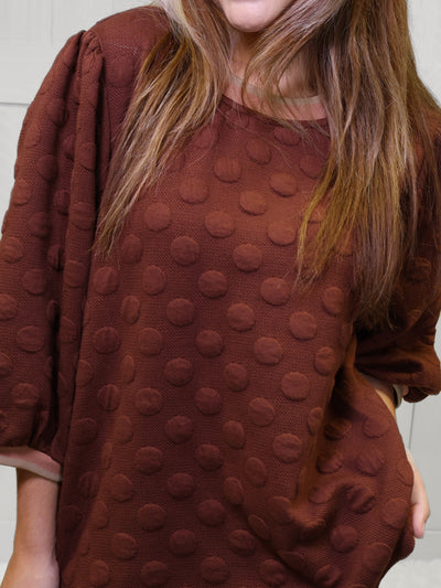 Umgee Brown Polka Dot Top