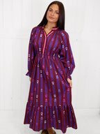 Umgee Burgundy Mixed Print Dress Women's