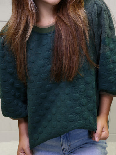 Umgee Hunter Green Polka Dot Top