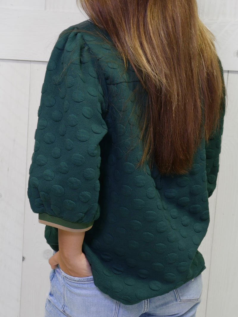Umgee Hunter Green Polka Dot Top