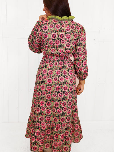 Umgee Sage Mixed Floral Print Dress