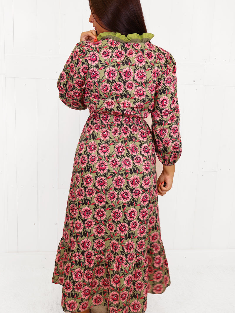 Umgee Sage Mixed Floral Print Dress