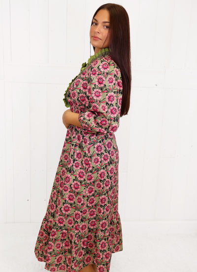 Umgee Sage Mixed Floral Print Dress