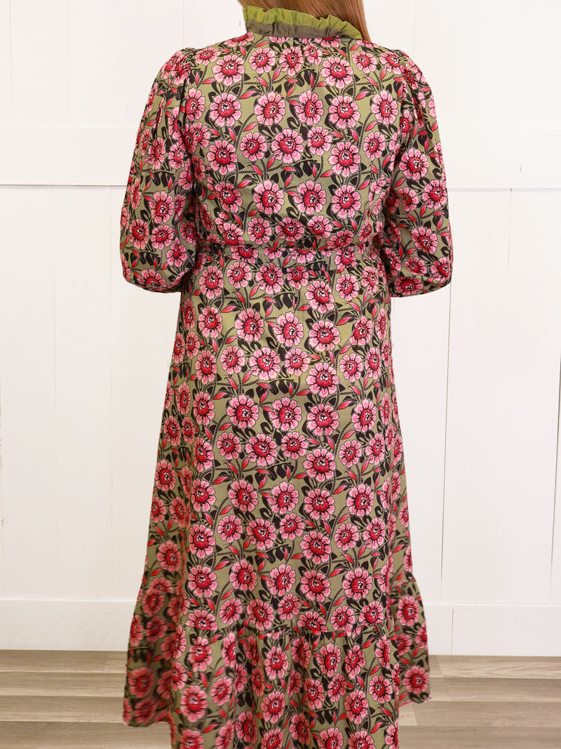 Umgee Sage Mixed Floral Print Dress