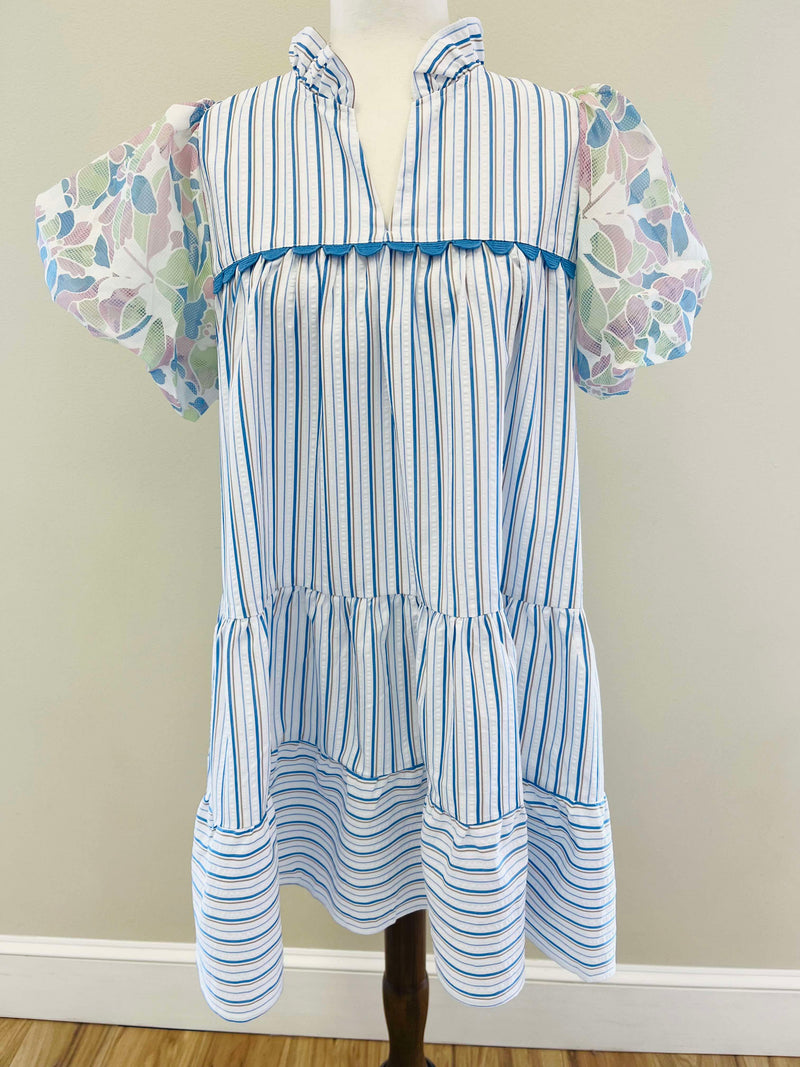 Umgee Stripe and Floral Mix Dress