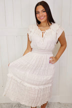 Umgee White Ruffle Dress SS Women's