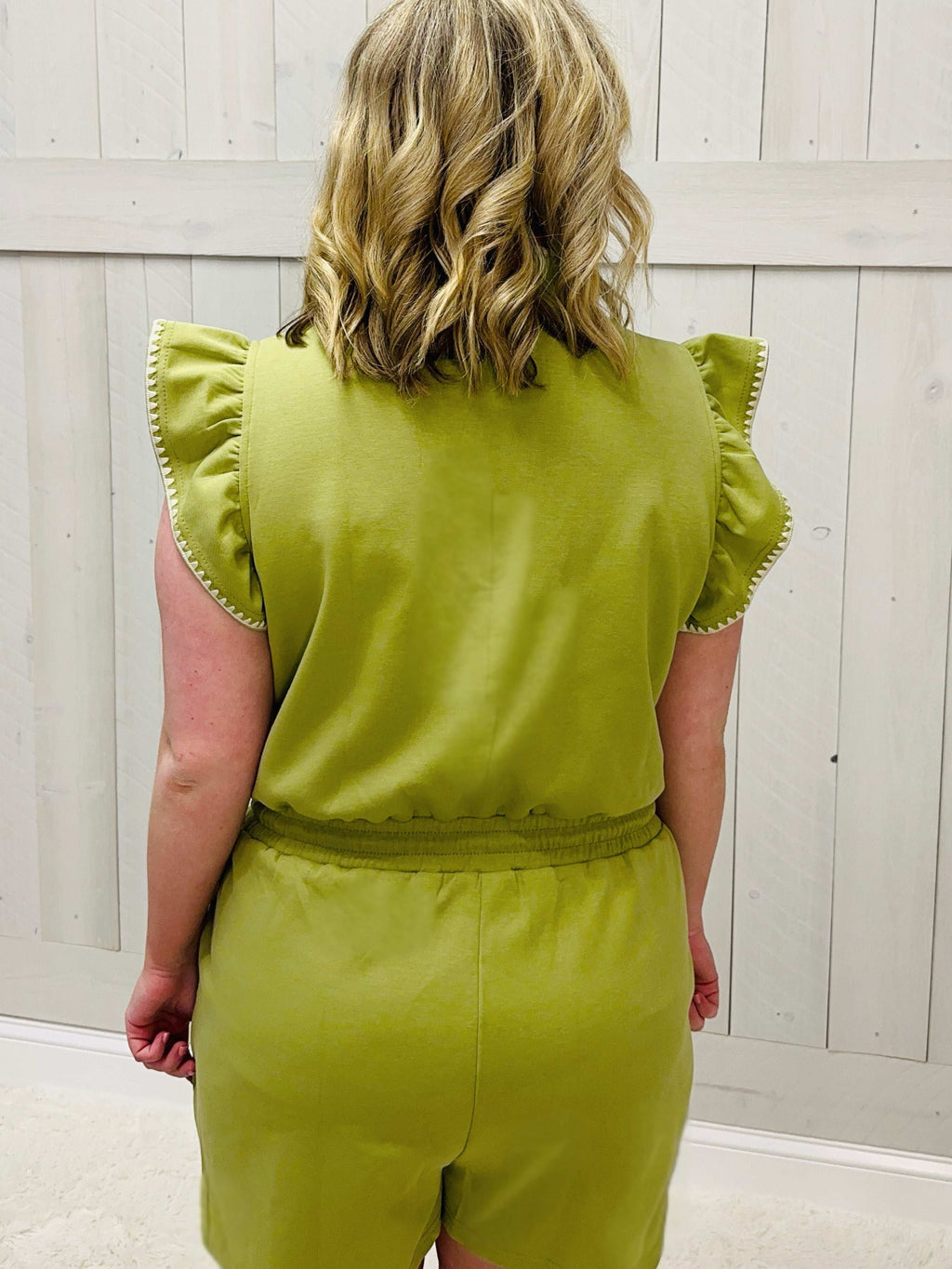 Umgee Women's Green Ruffle Romper - Mini Mee Boutique