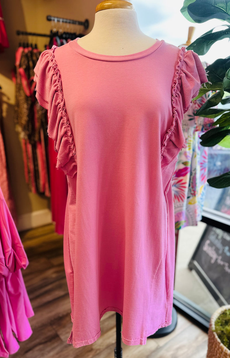 Umgee Women’s Light Pink Ruffled Dress