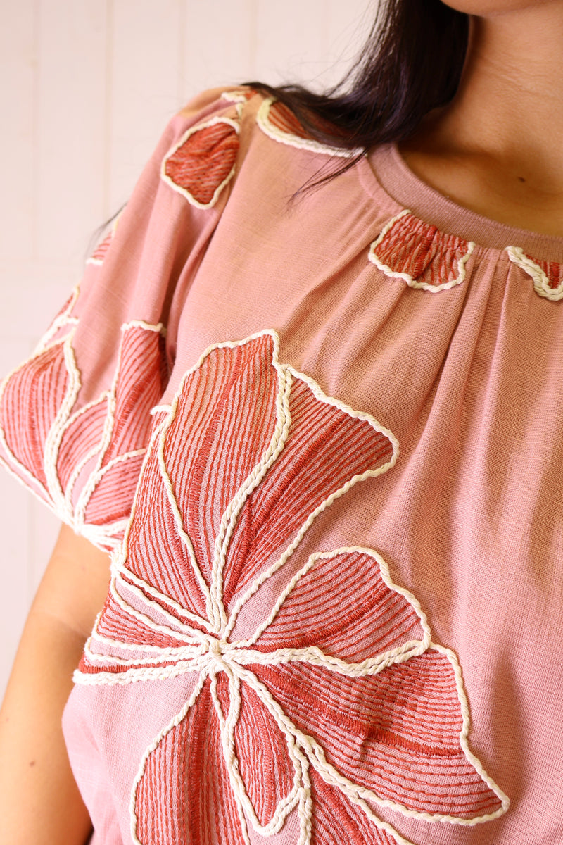 VOY Mauve Puff Sleeve Top