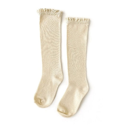 Vanilla Lace Knee High Socks 0-6m - Mini Mee Boutique