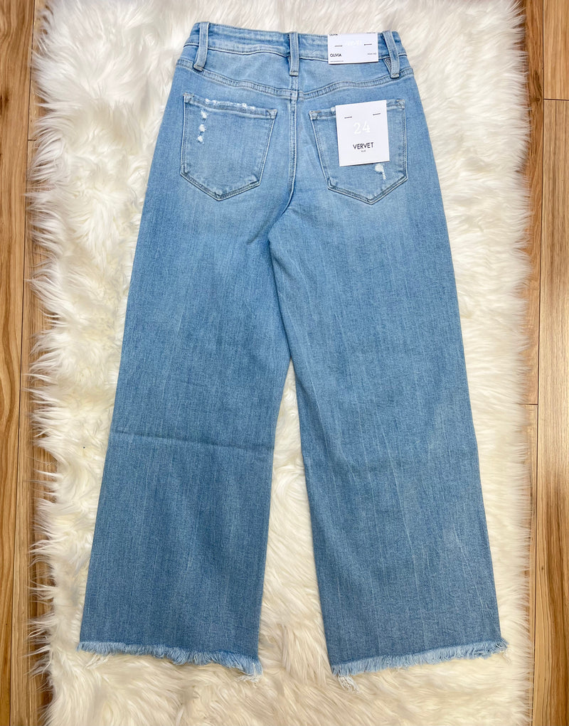 Vervet High Rise Crop Wide Leg Jeans