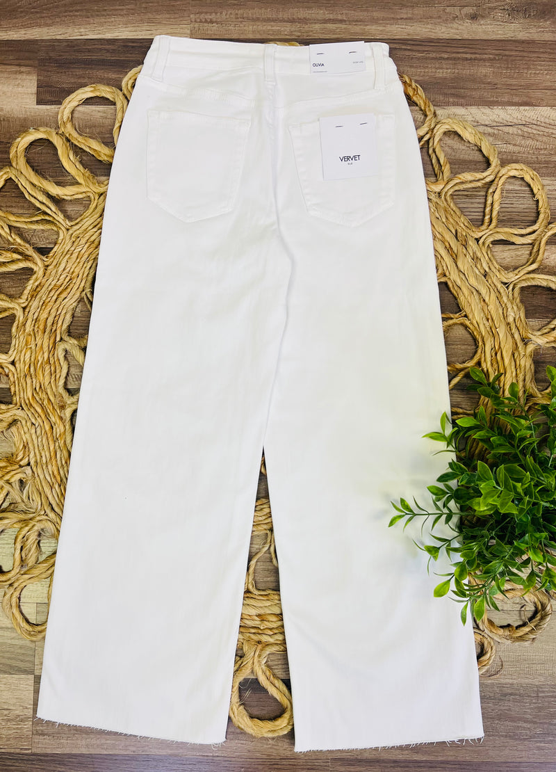Vervet Optic White High Rise Wide Leg Crop Jeans 5894