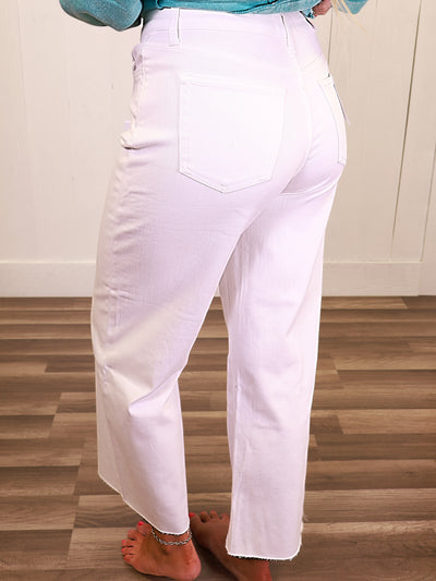 Vervet Optic White High Rise Wide Leg Crop Jeans 5894