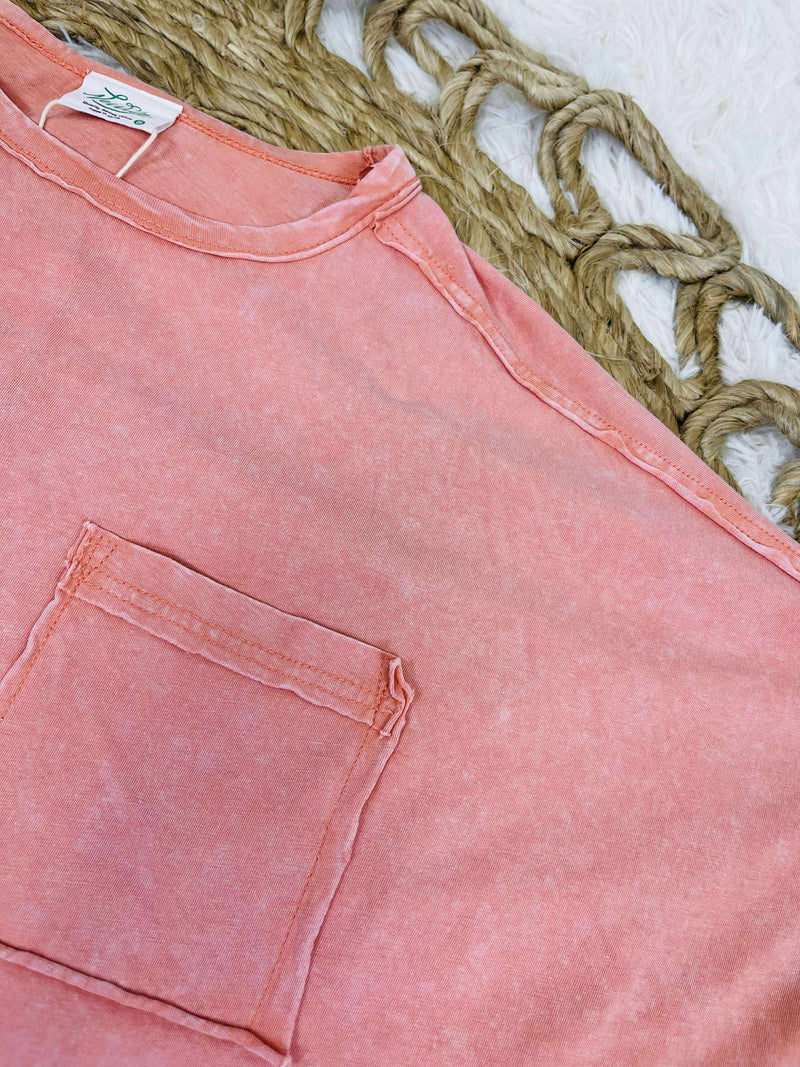 Very J Peach round neck top