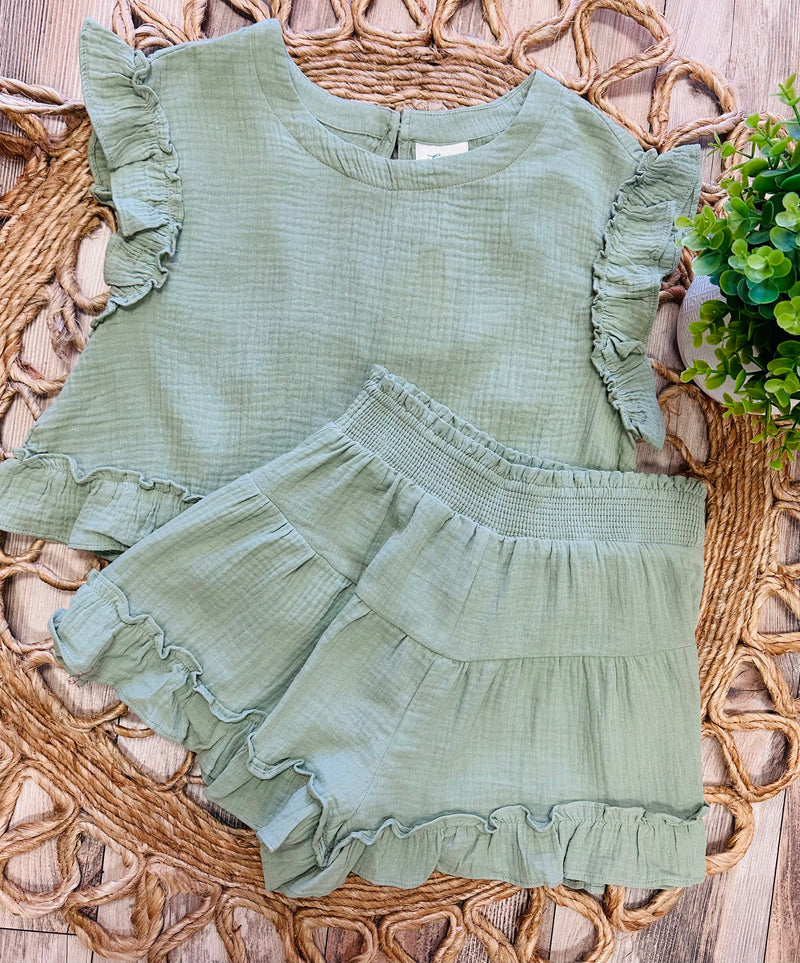 Very J Sage Green Short Set