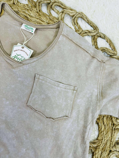 Very J Taupe V-neck top