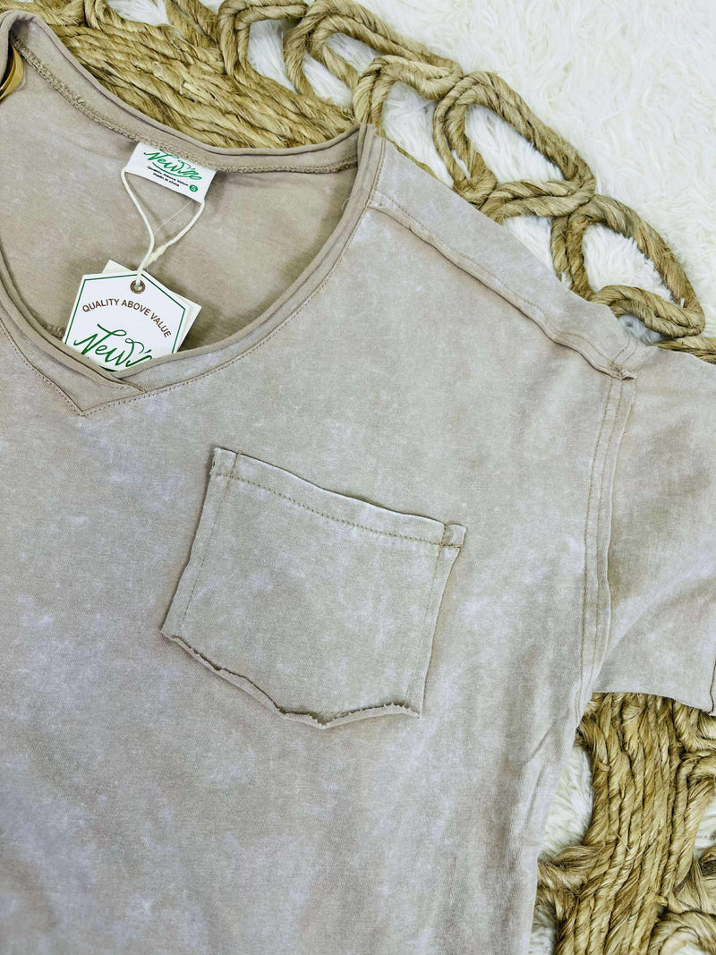 Very J Taupe V-neck top