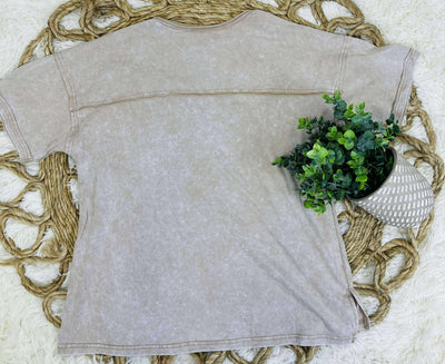 Very J Taupe V-neck top