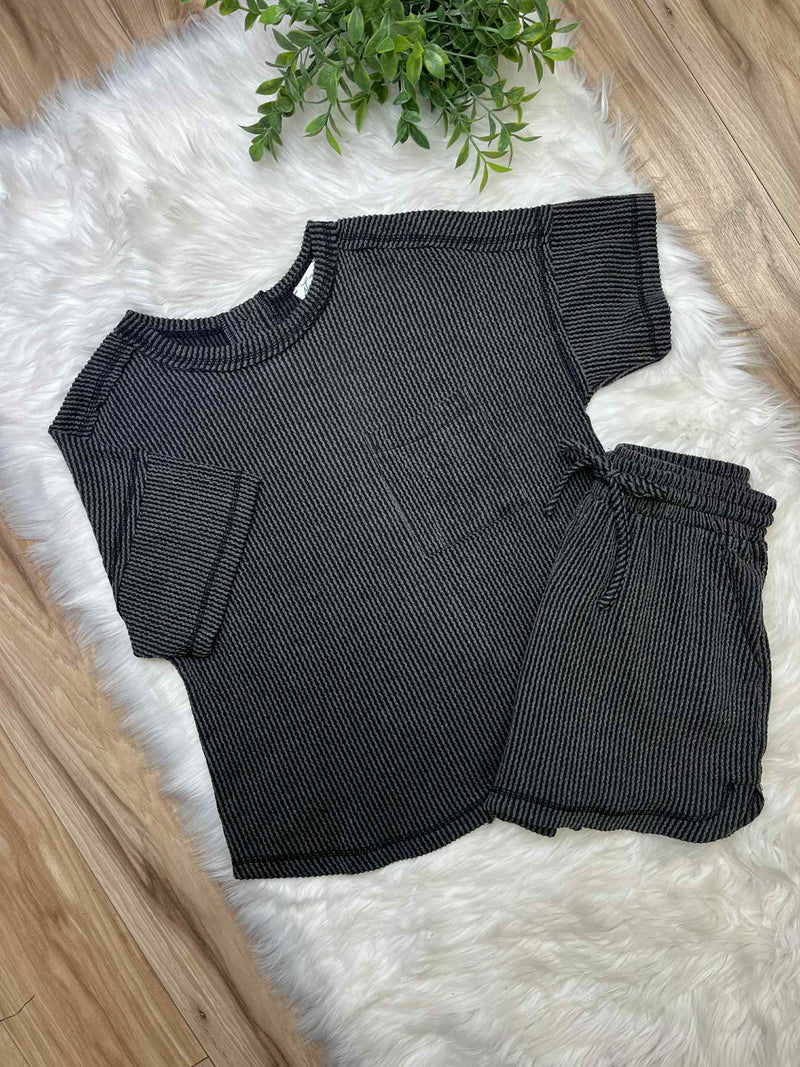 Very J charcoal ribbed set
