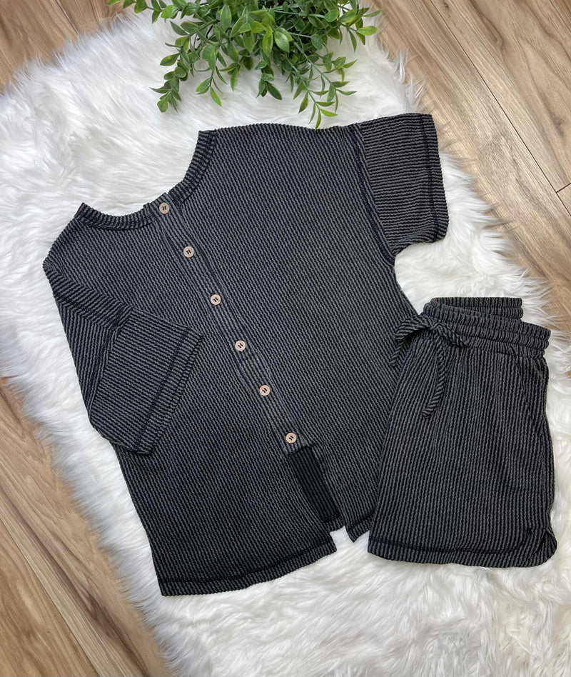 Very J charcoal ribbed set