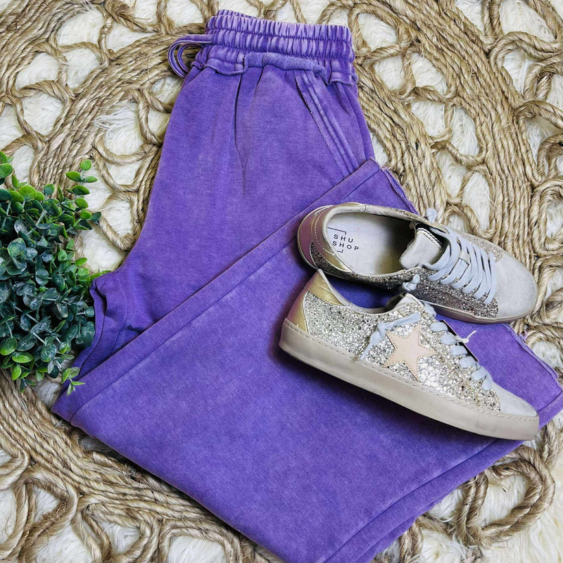 Violet Fleece Palazzo Pants with Pockets