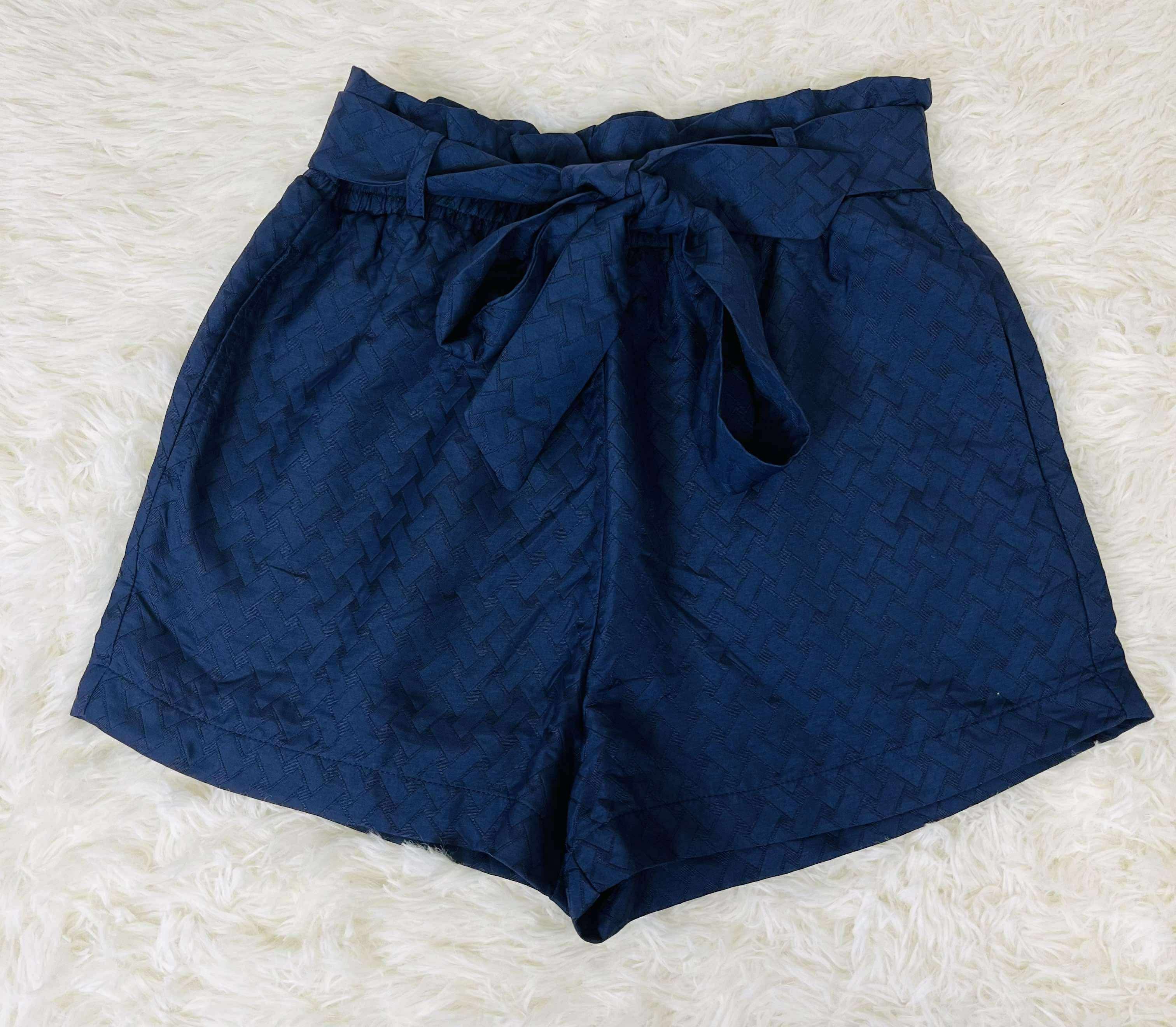 Voy Navy Print Bow Tie Shorts