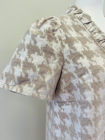 Voy Taupe Houndstooth Print Dress