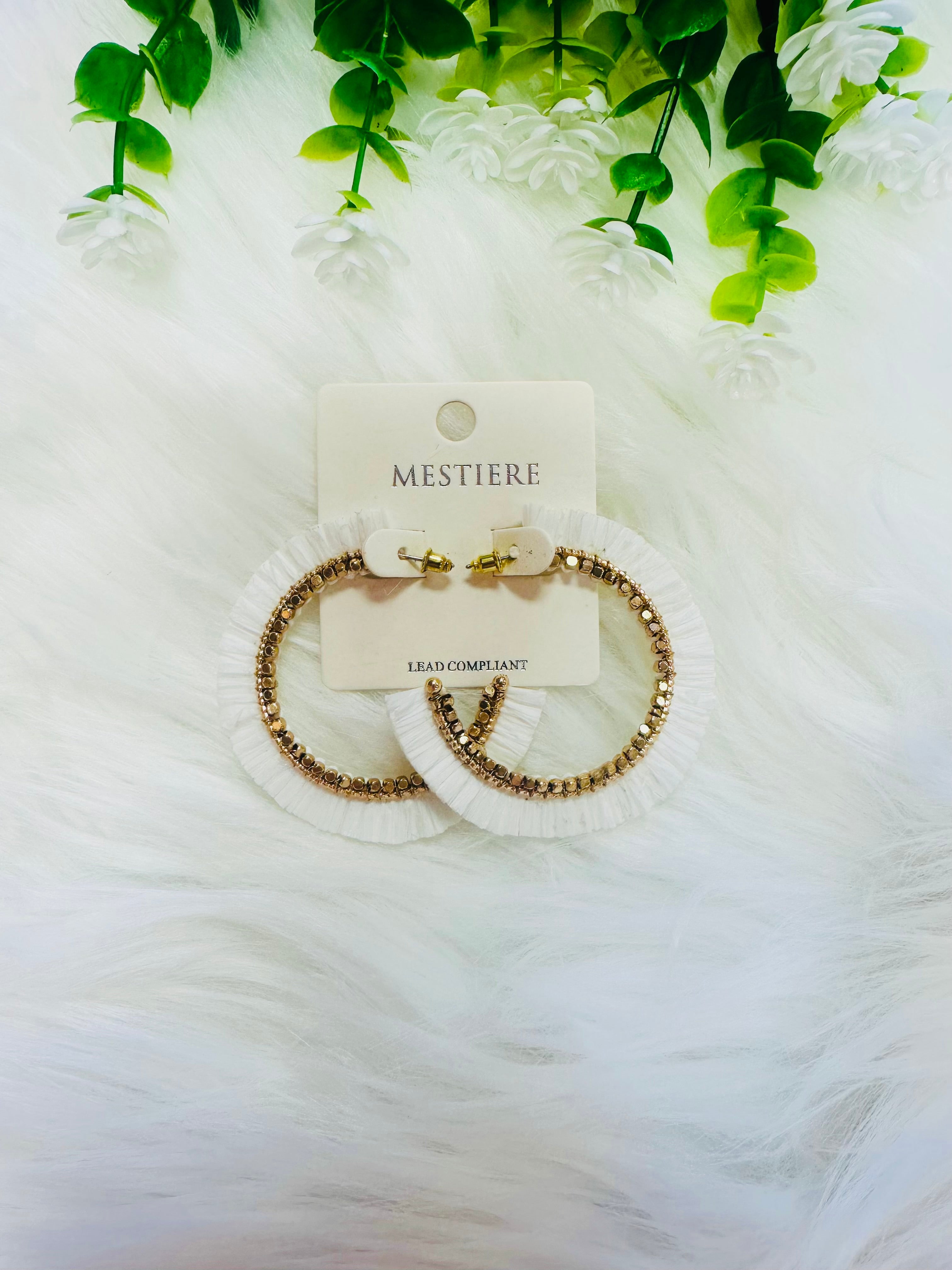 White Ruffle Hoop Earrings - Mini Mee Boutique