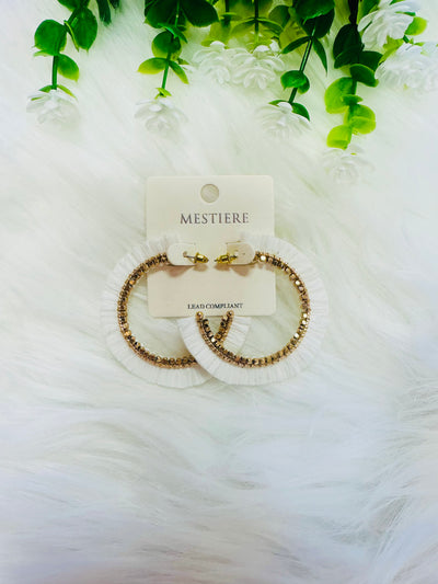 White Ruffle Hoop Earrings - Mini Mee Boutique