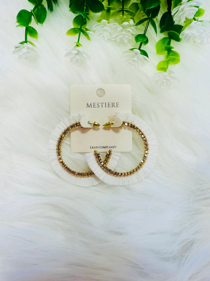 White Ruffle Hoop Earrings - Mini Mee Boutique