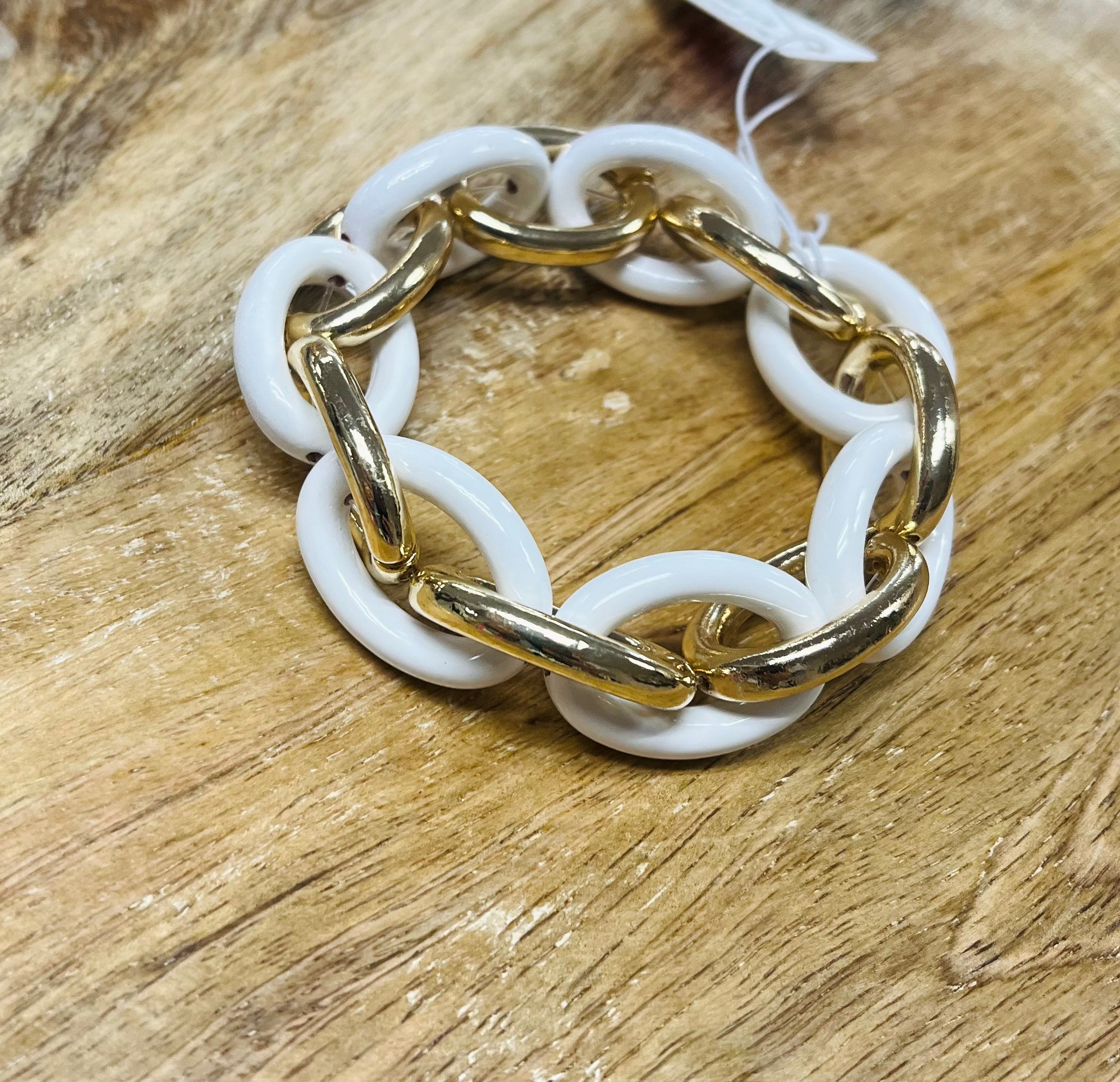 White and Gold Chained Bracelet women's