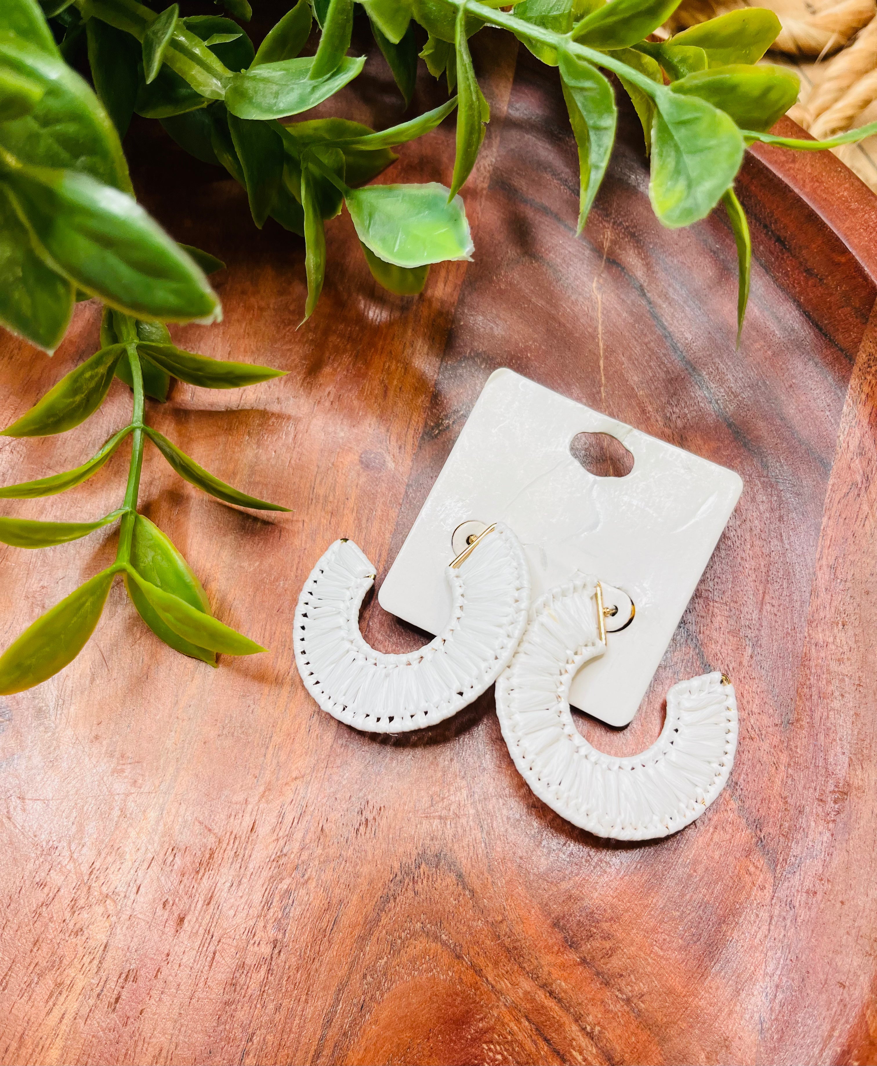 White hoop earrings Women's
