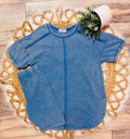 Women’s Acid Wash Oversized Biker Short Set in Blue