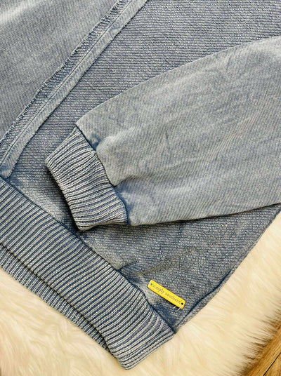 Women’s Basic Acid Wash Raw Hem Sweater Washed Blue