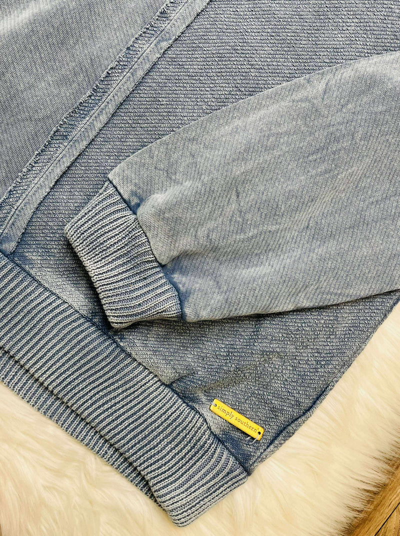 Women’s Basic Acid Wash Raw Hem Sweater Washed Blue