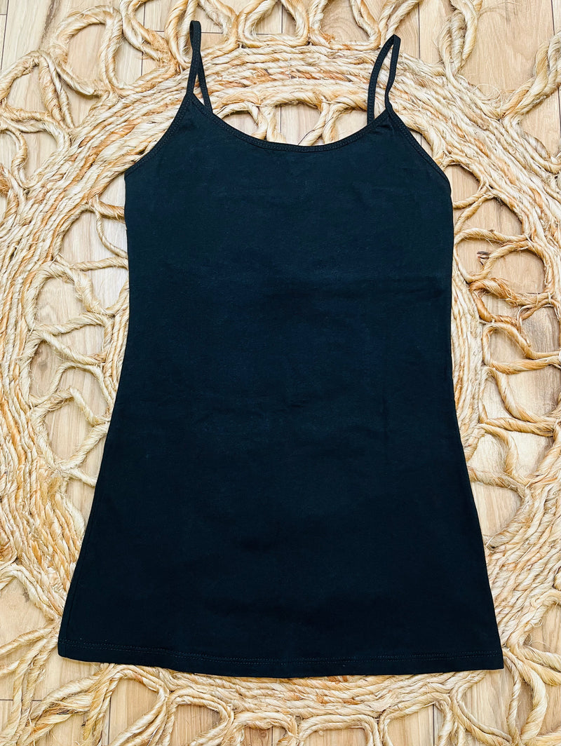 Women’s Active Basic Black Tank top with Built in Bra