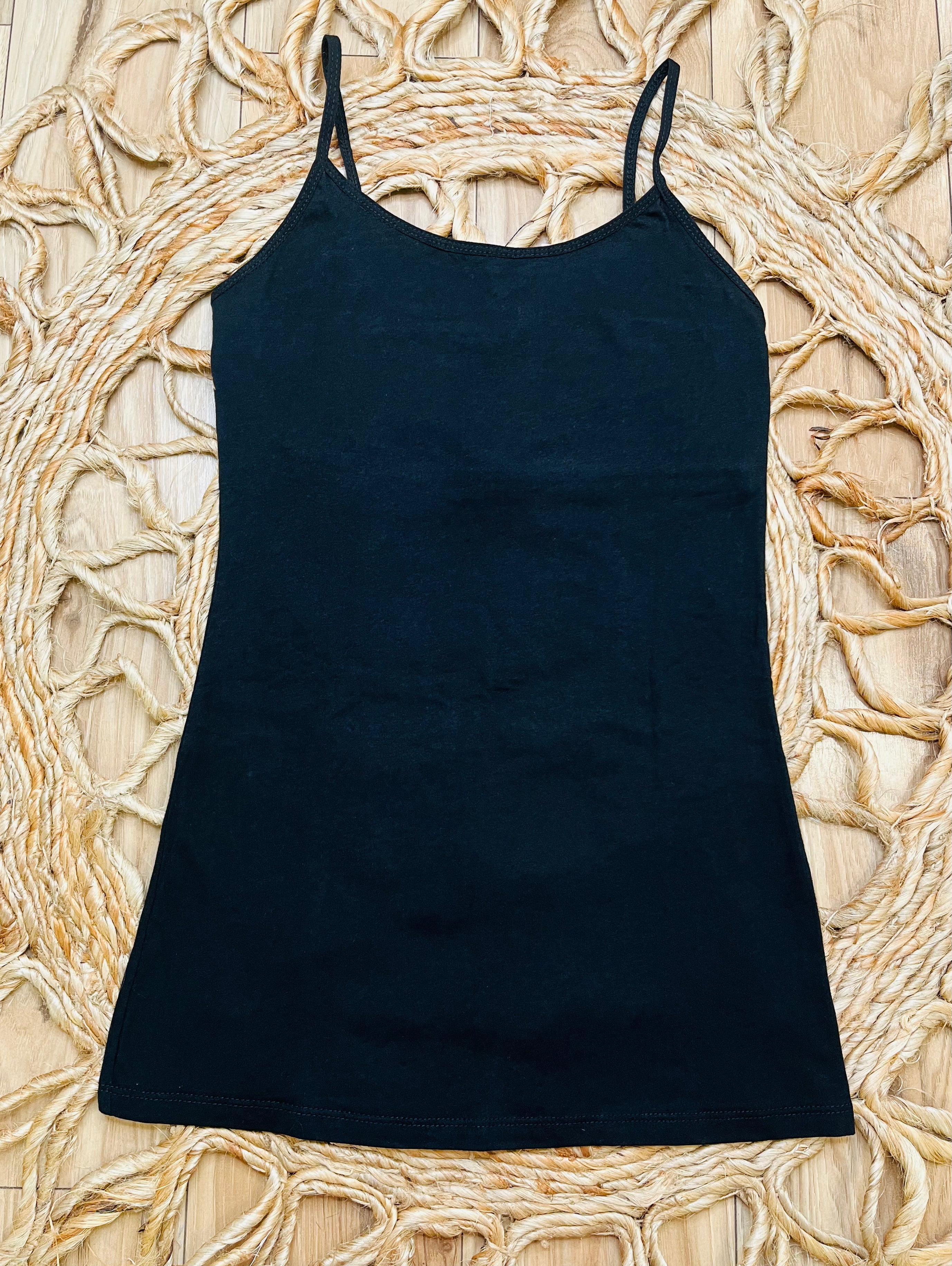 Women’s Active Basic Black Tank with Built in Bra liner
