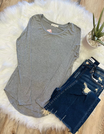 Women’s Active USA Grey Solid Top - Mini Mee Boutique