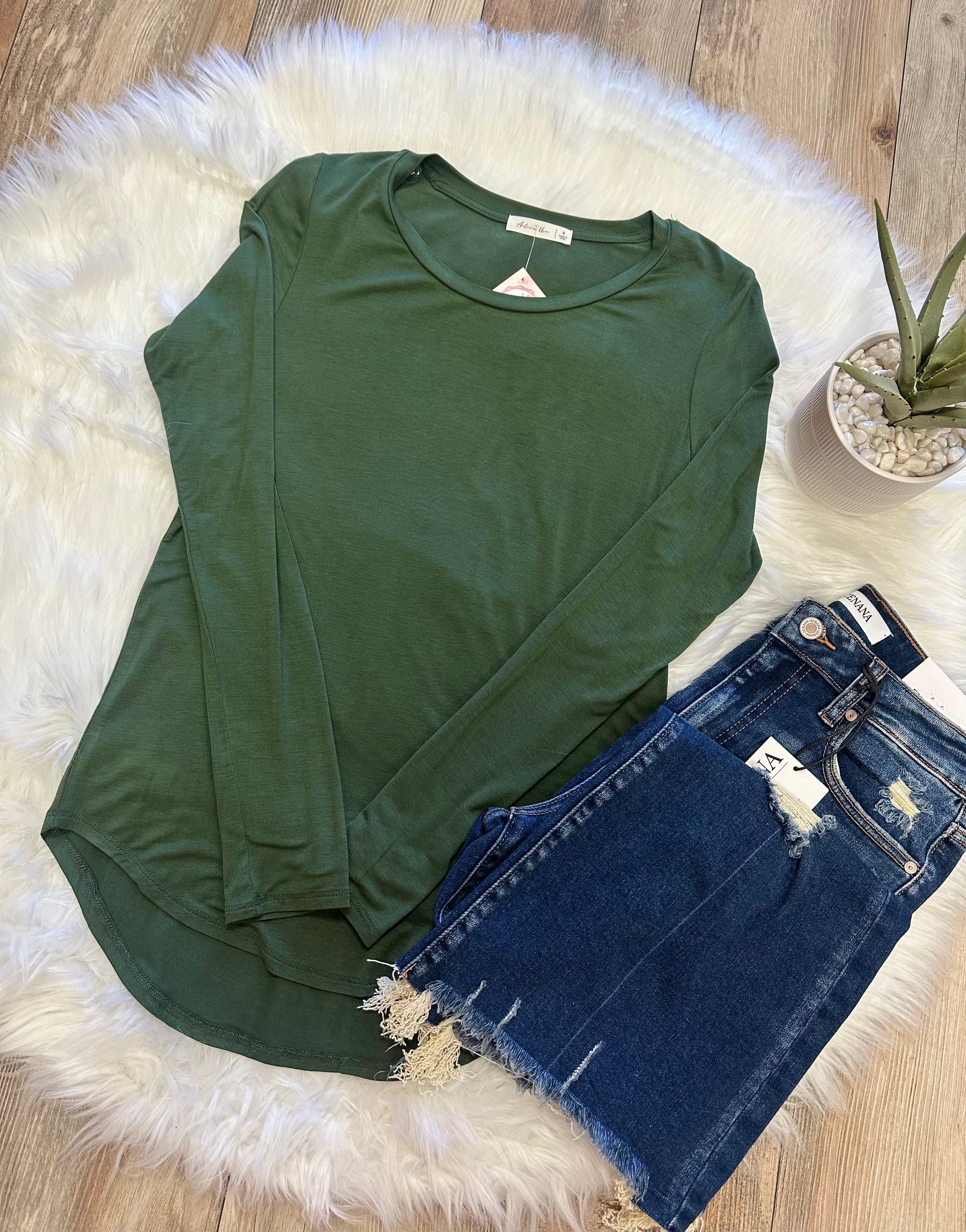 Women’s Active USA Olive Green Top - Mini Mee Boutique