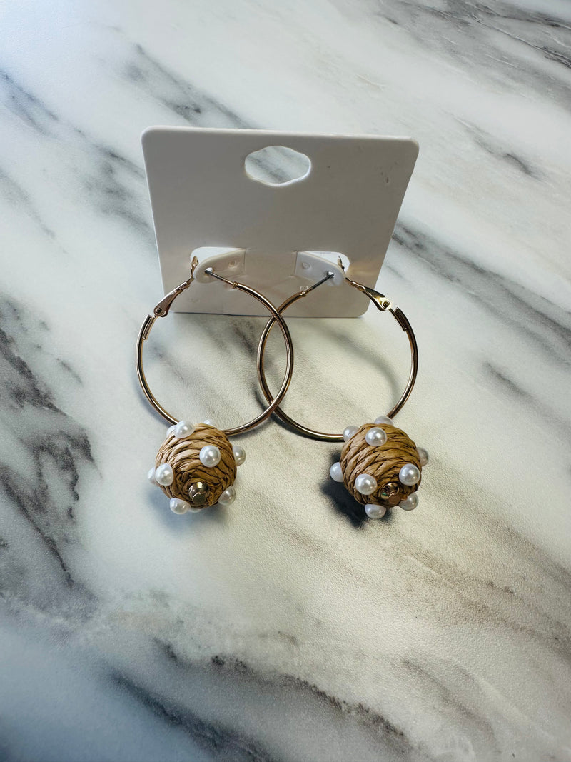 Women’s Beige Dangled Hoop Earrings