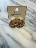 Women’s Beige and Gold Layered Hoops Earrings