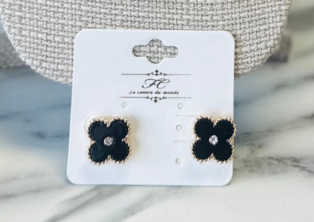 Women’s Black Flower Earrings